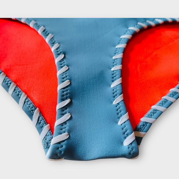 Triangl Neoprene Crochet Stitch Farrah Dusty Blue Bikini Bottom XS - Picture 4 of 11